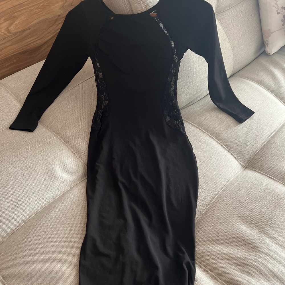 LNK landscape sexy black mini dress with lace